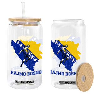 Vintage Bosnian Map Football Fan Glass Can Proud Balkan Heritage Gift