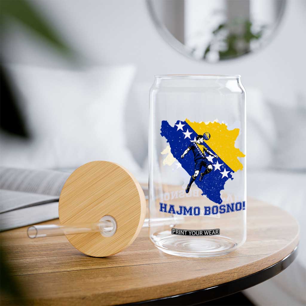 Vintage Bosnian Map Football Fan Glass Can Proud Balkan Heritage Gift