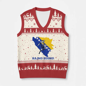 Vintage Bosnian Map Football Fan V-Neck Knit Sweater Vest Proud Balkan Heritage Gift