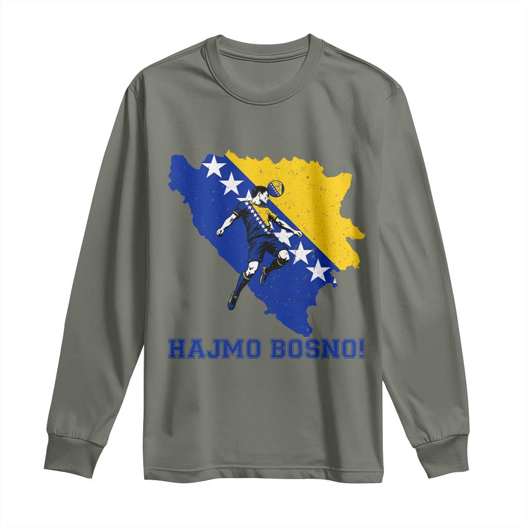 Vintage Bosnian Map Football Fan Long Sleeve Shirt Proud Balkan Heritage Gift