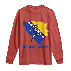 Vintage Bosnian Map Football Fan Long Sleeve Shirt Proud Balkan Heritage Gift