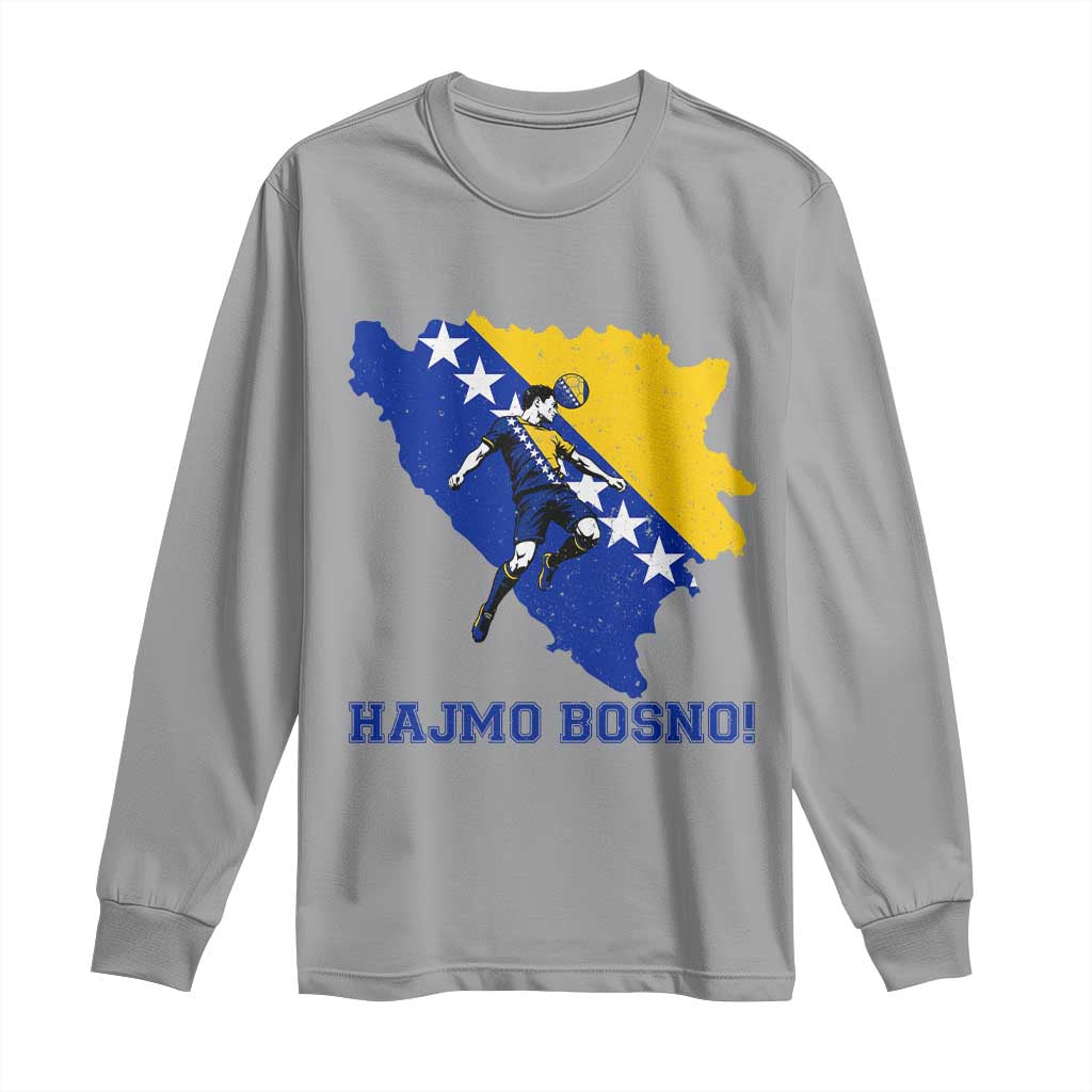 Vintage Bosnian Map Football Fan Long Sleeve Shirt Proud Balkan Heritage Gift