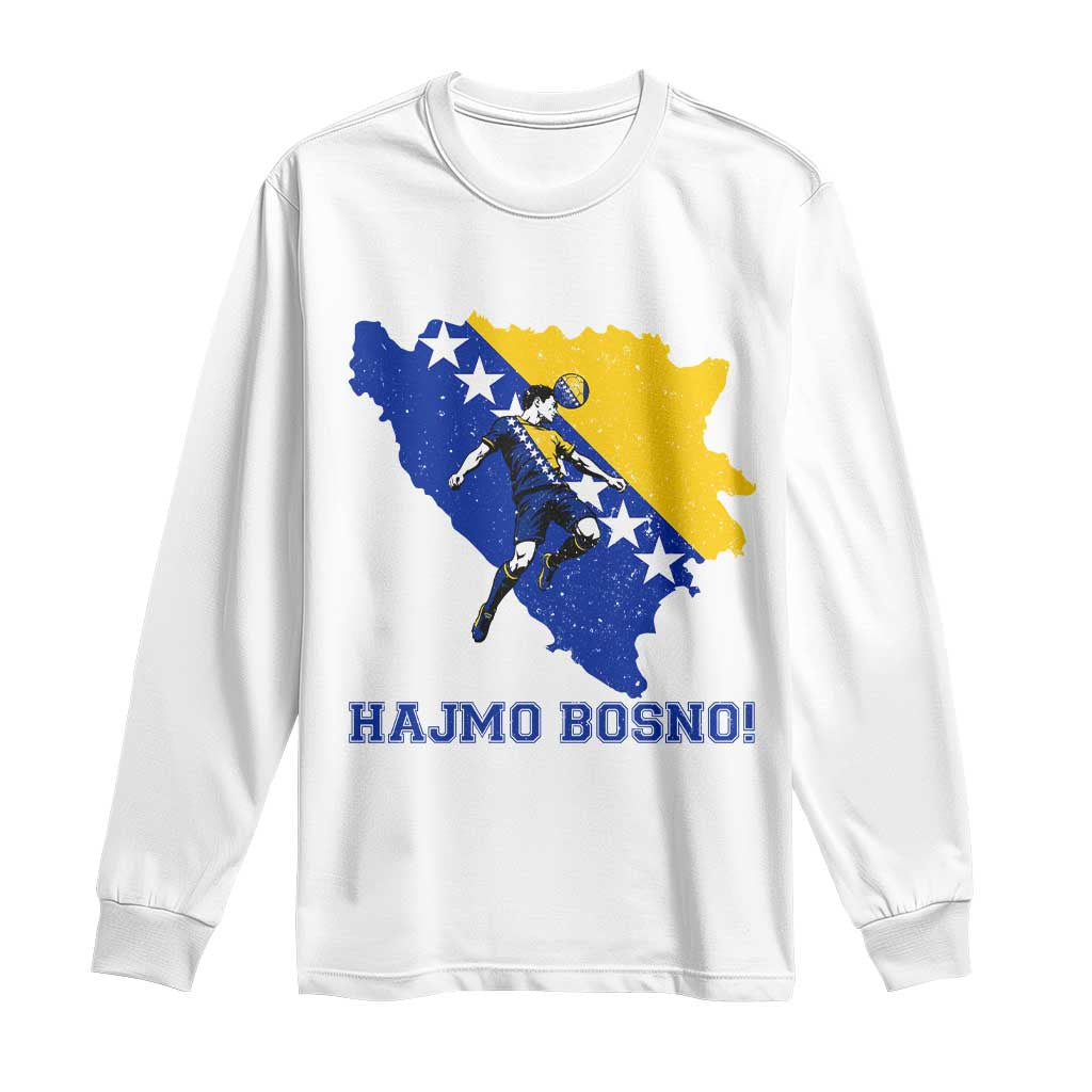 Vintage Bosnian Map Football Fan Long Sleeve Shirt Proud Balkan Heritage Gift