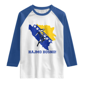 Vintage Bosnian Map Football Fan Raglan Shirt Proud Balkan Heritage Gift
