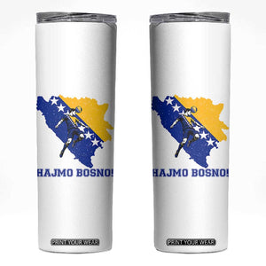 Vintage Bosnian Map Football Fan Skinny Tumbler Proud Balkan Heritage Gift