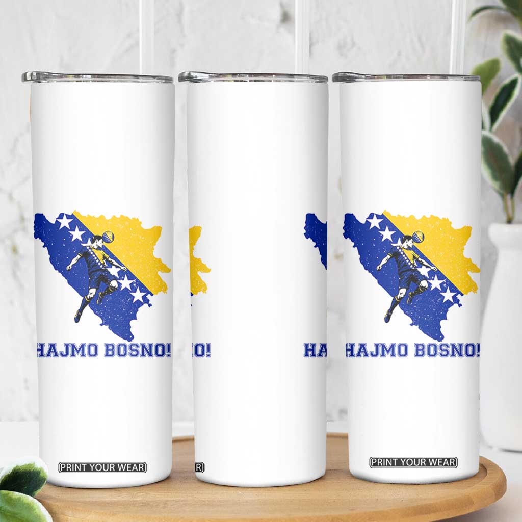 Vintage Bosnian Map Football Fan Skinny Tumbler Proud Balkan Heritage Gift