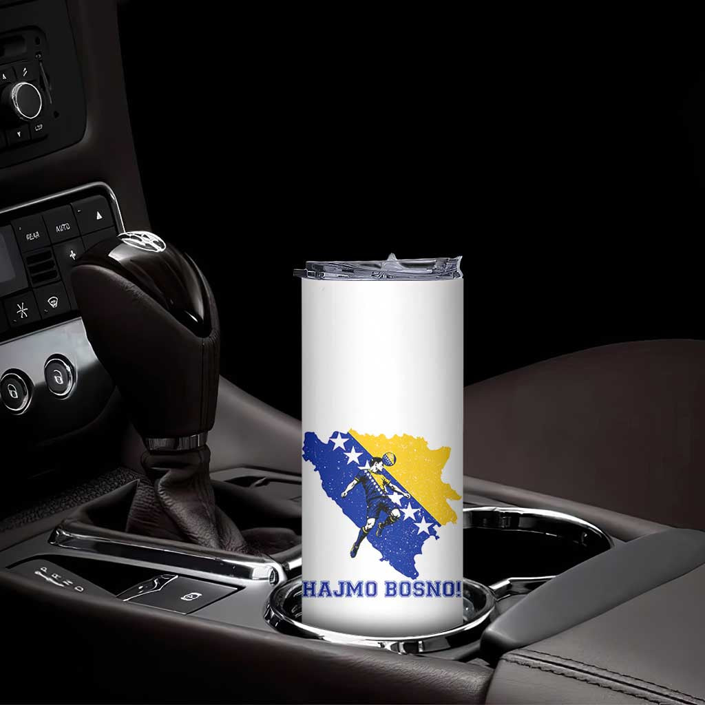Vintage Bosnian Map Football Fan Skinny Tumbler Proud Balkan Heritage Gift