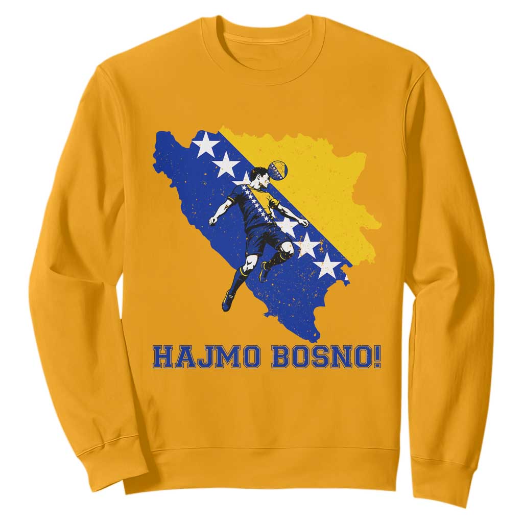 Vintage Bosnian Map Football Fan Sweatshirt Proud Balkan Heritage Gift