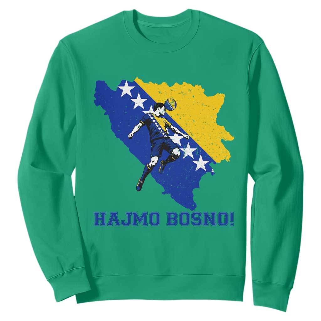Vintage Bosnian Map Football Fan Sweatshirt Proud Balkan Heritage Gift