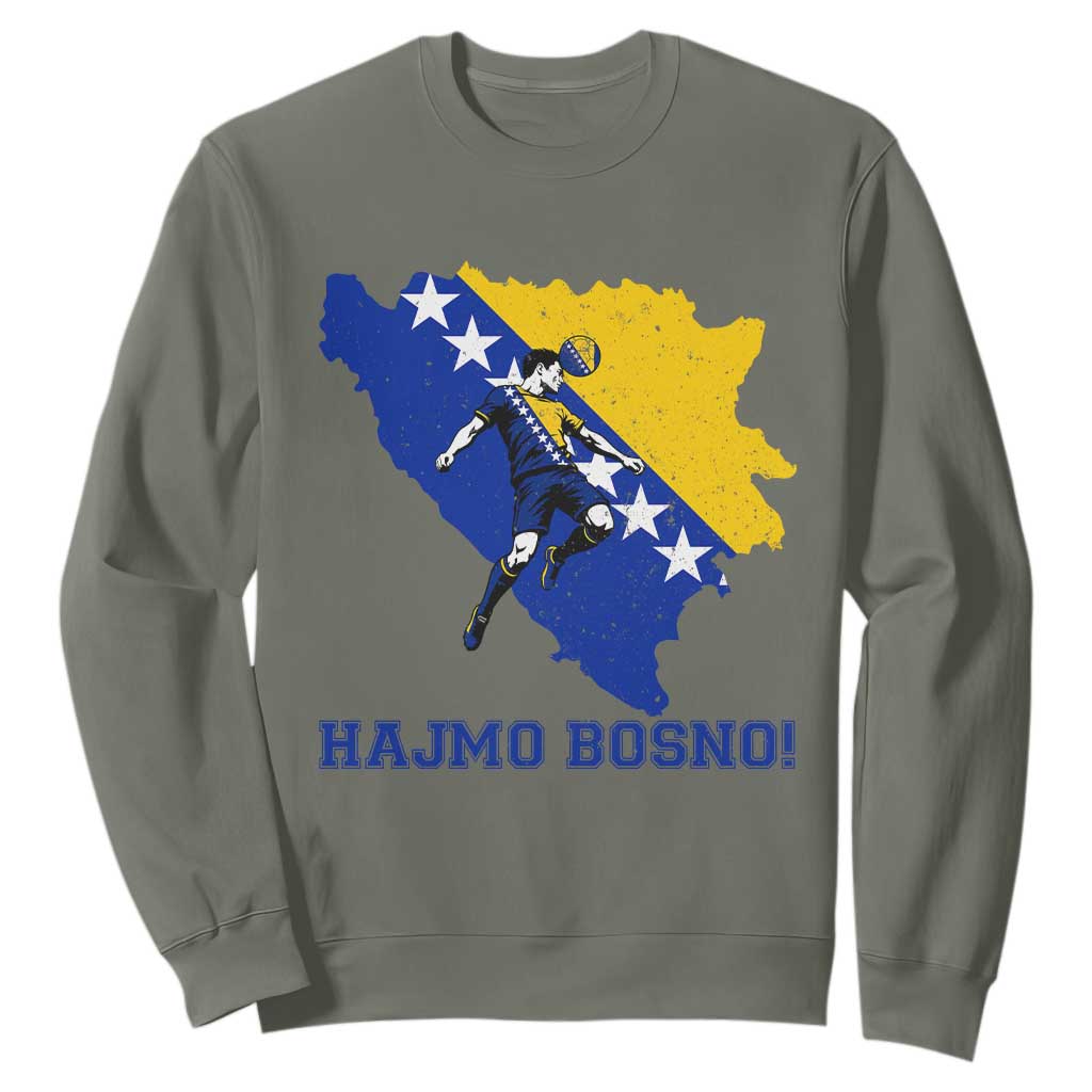 Vintage Bosnian Map Football Fan Sweatshirt Proud Balkan Heritage Gift