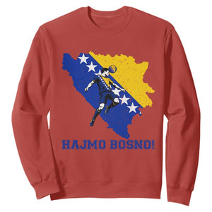 Vintage Bosnian Map Football Fan Sweatshirt Proud Balkan Heritage Gift