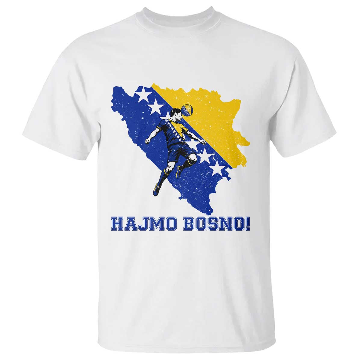 Vintage Bosnian Map Football Fan T Shirt Proud Balkan Heritage Gift TS12 White Print Your Wear