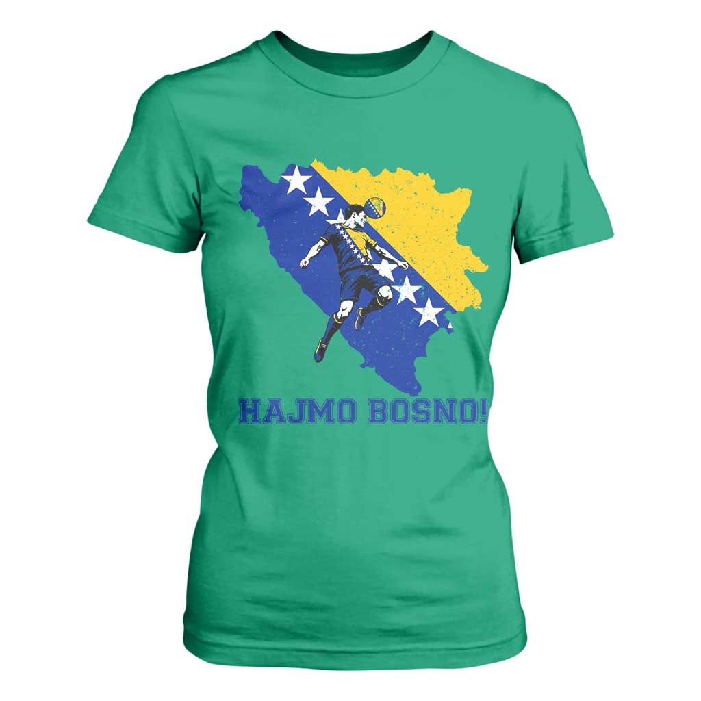 Vintage Bosnian Map Football Fan T Shirt For Women Proud Balkan Heritage Gift