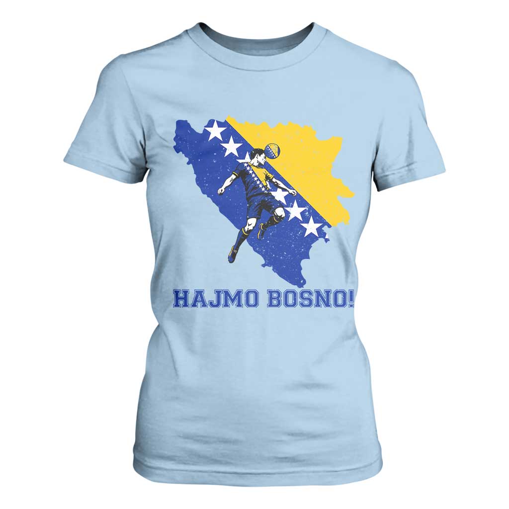 Vintage Bosnian Map Football Fan T Shirt For Women Proud Balkan Heritage Gift