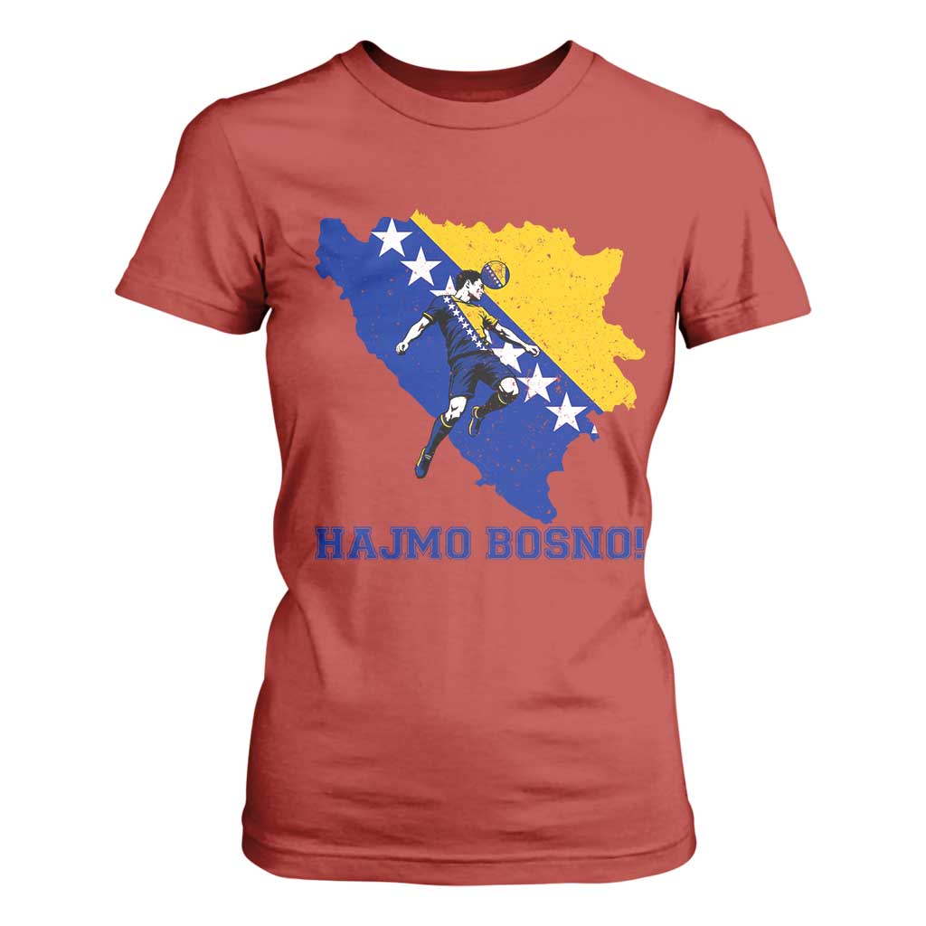 Vintage Bosnian Map Football Fan T Shirt For Women Proud Balkan Heritage Gift