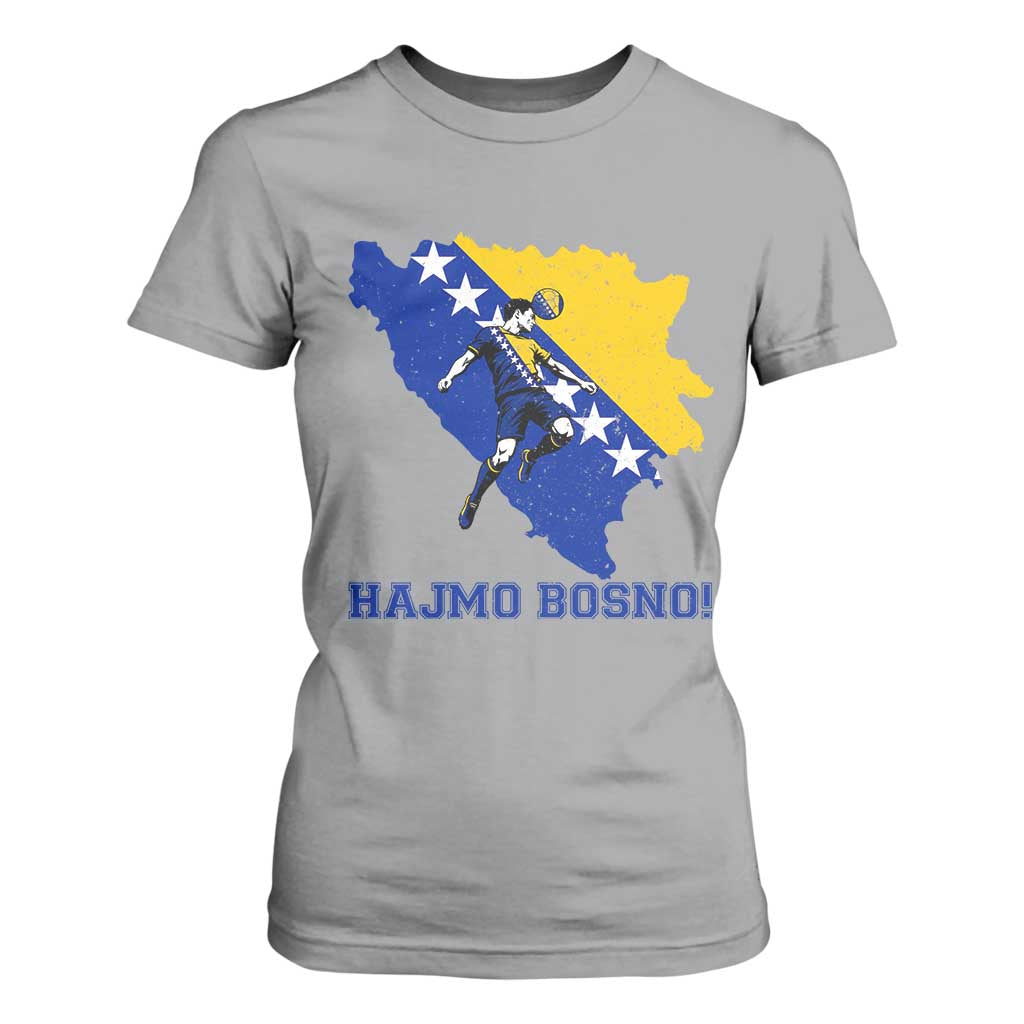 Vintage Bosnian Map Football Fan T Shirt For Women Proud Balkan Heritage Gift