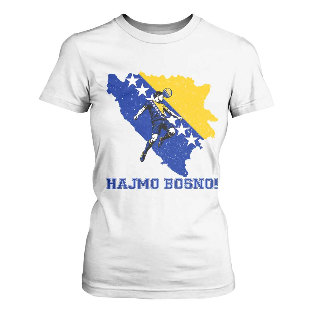Vintage Bosnian Map Football Fan T Shirt For Women Proud Balkan Heritage Gift