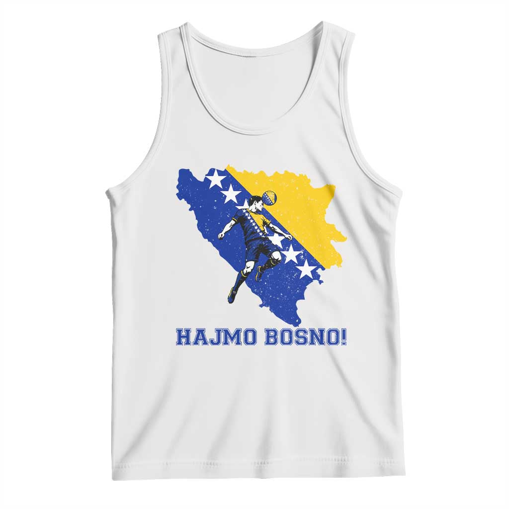Vintage Bosnian Map Football Fan Tank Top Proud Balkan Heritage Gift TS12 White Print Your Wear