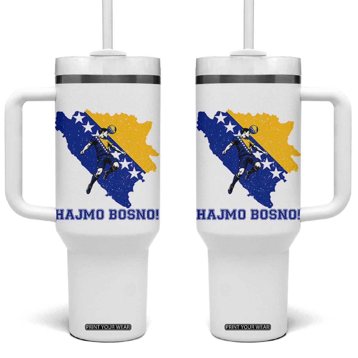 Vintage Bosnian Map Football Fan Tumbler With Handle Proud Balkan Heritage Gift