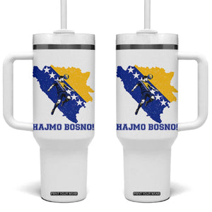 Vintage Bosnian Map Football Fan Tumbler With Handle Proud Balkan Heritage Gift