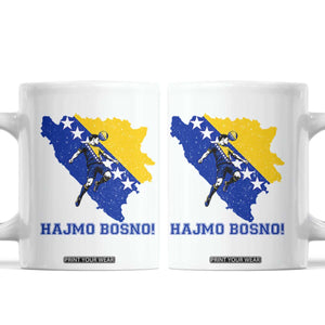Vintage Bosnian Map Football Fan Coffee Mug Proud Balkan Heritage Gift