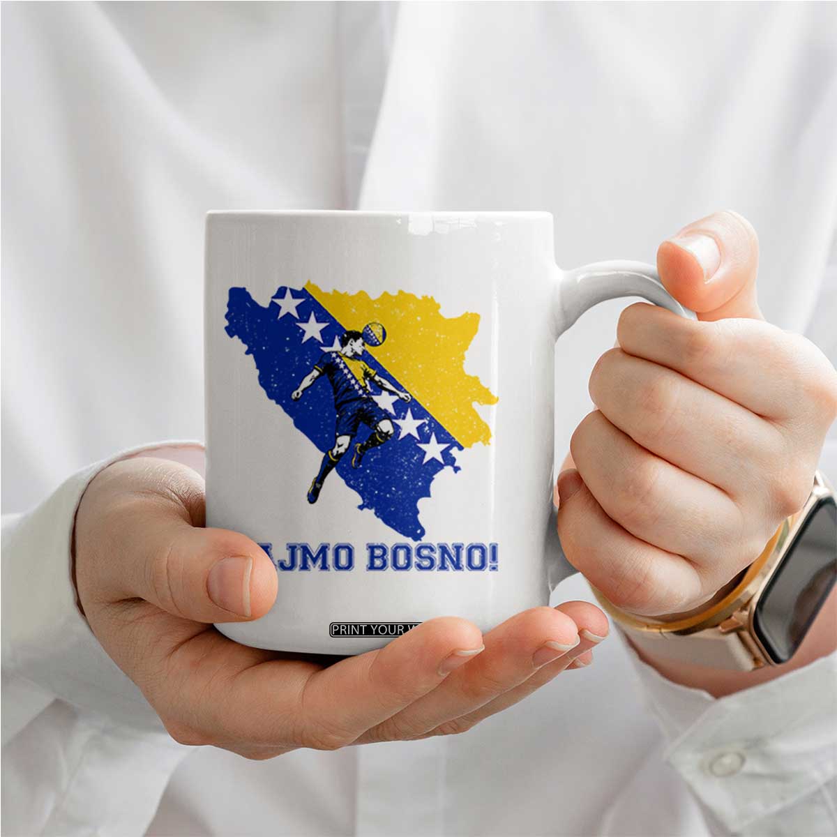 Vintage Bosnian Map Football Fan Coffee Mug Proud Balkan Heritage Gift