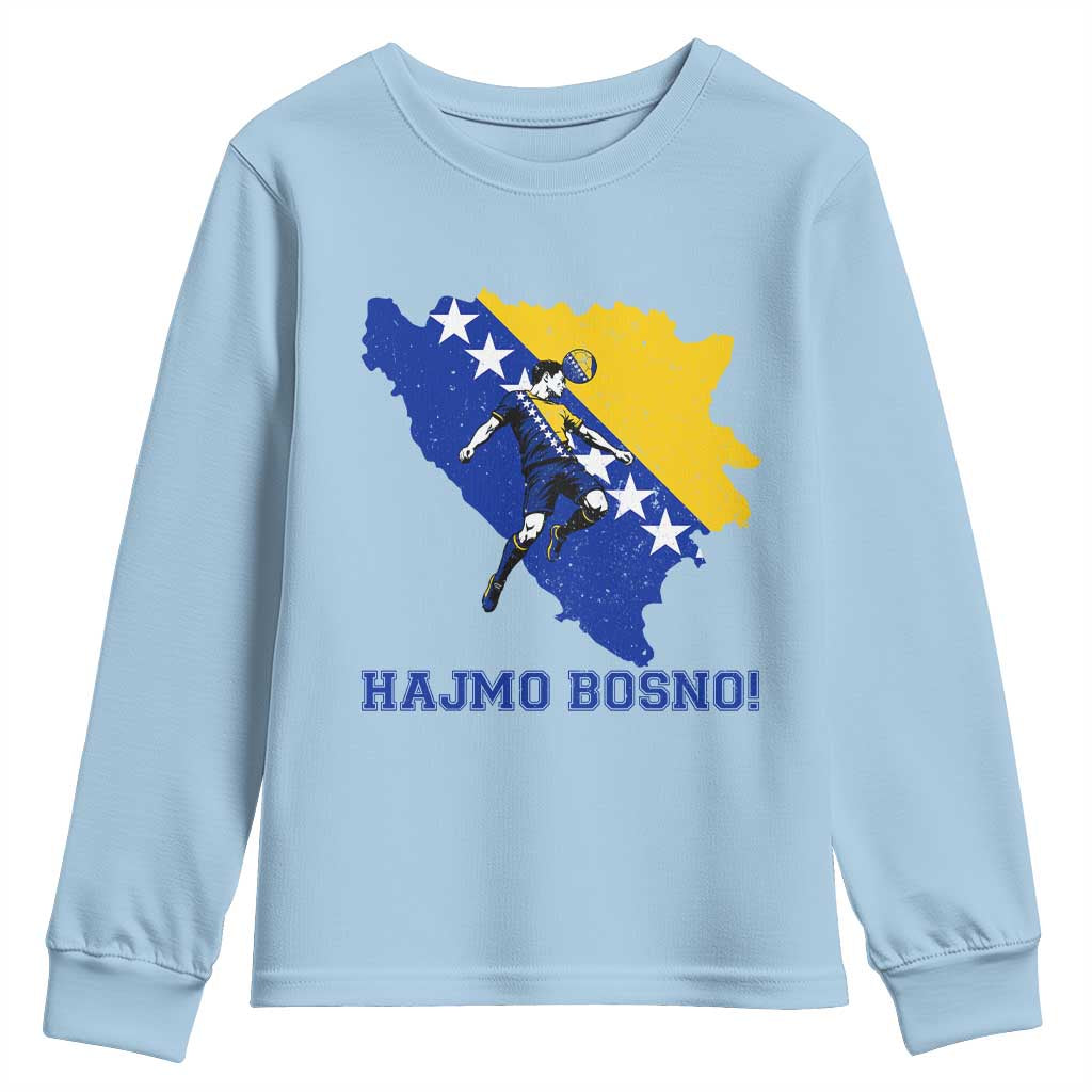 Vintage Bosnian Map Football Fan Youth Sweatshirt Proud Balkan Heritage Gift