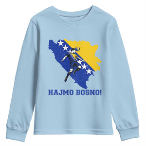 Vintage Bosnian Map Football Fan Youth Sweatshirt Proud Balkan Heritage Gift