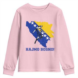 Vintage Bosnian Map Football Fan Youth Sweatshirt Proud Balkan Heritage Gift