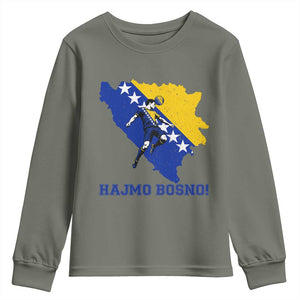Vintage Bosnian Map Football Fan Youth Sweatshirt Proud Balkan Heritage Gift
