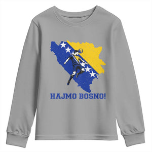 Vintage Bosnian Map Football Fan Youth Sweatshirt Proud Balkan Heritage Gift