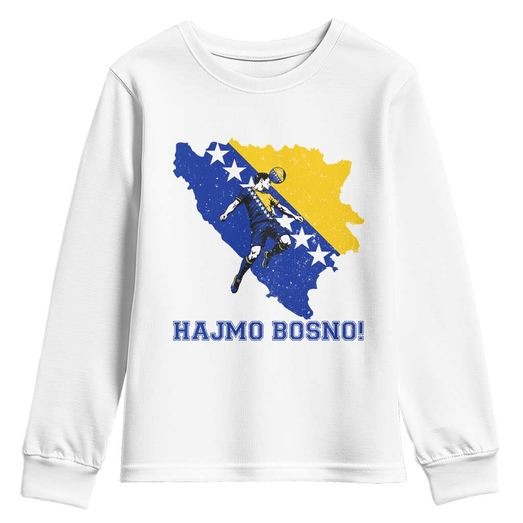 Vintage Bosnian Map Football Fan Youth Sweatshirt Proud Balkan Heritage Gift