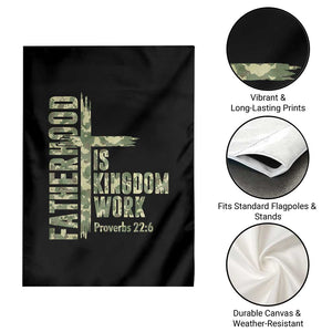 Fatherhood Is Kingdom Work Garden Flag Camo Christian Fathers Day Gift