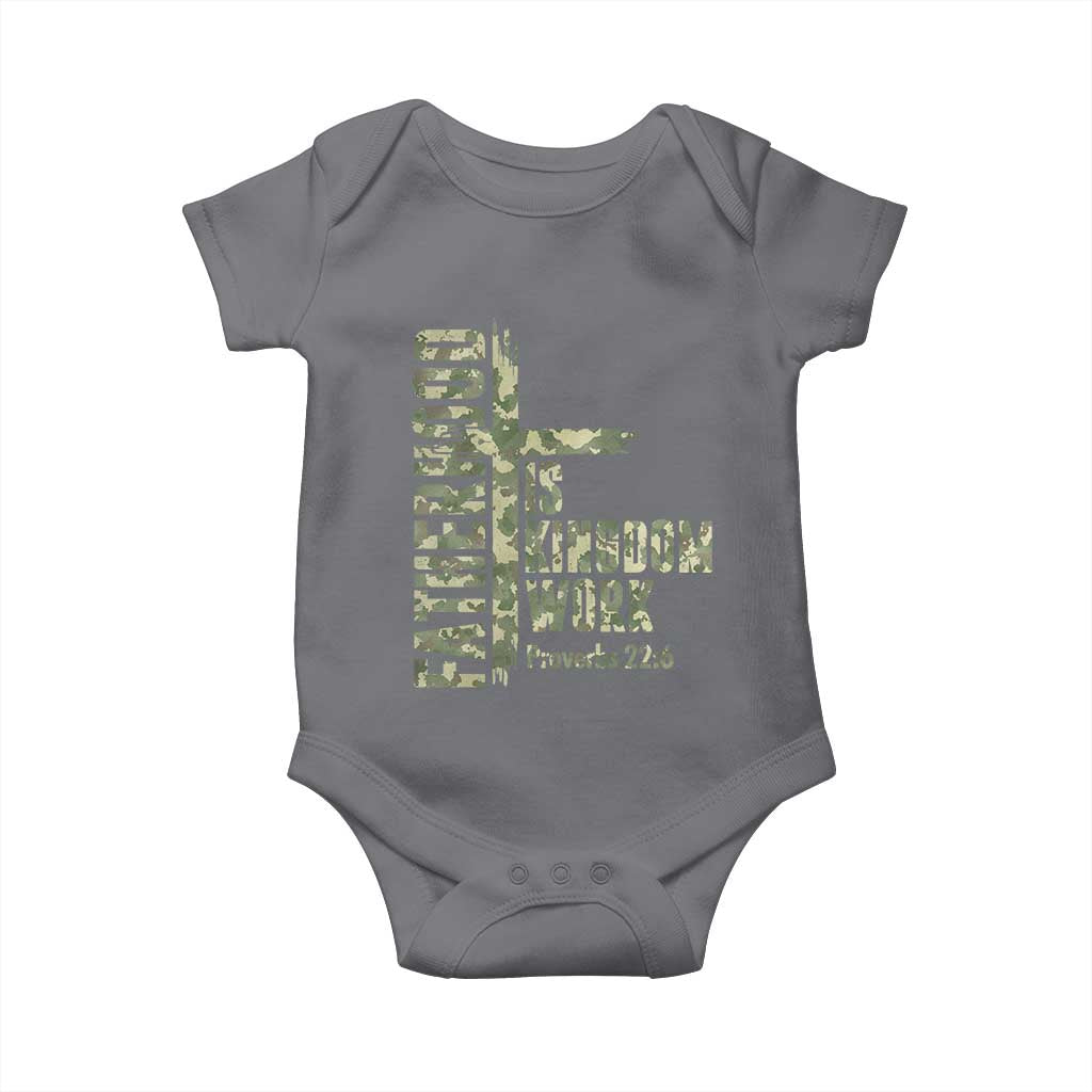 Fatherhood Is Kingdom Work Baby Onesie Camo Christian Fathers Day Gift