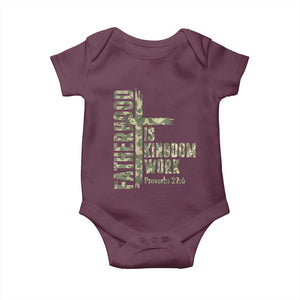 Fatherhood Is Kingdom Work Baby Onesie Camo Christian Fathers Day Gift