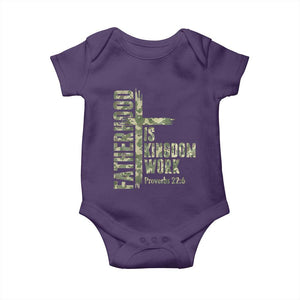 Fatherhood Is Kingdom Work Baby Onesie Camo Christian Fathers Day Gift