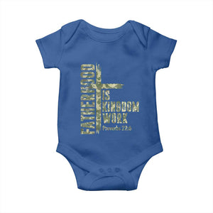 Fatherhood Is Kingdom Work Baby Onesie Camo Christian Fathers Day Gift