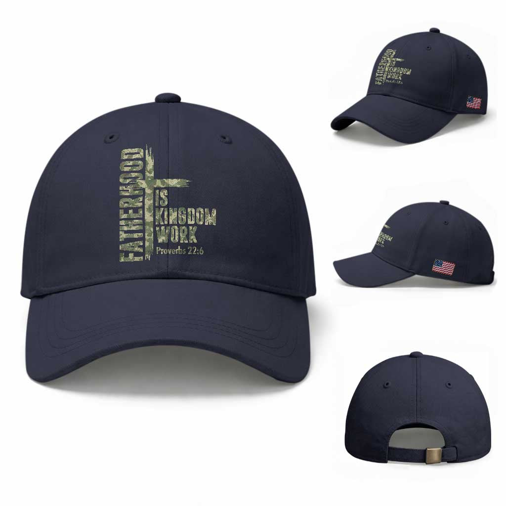 Fatherhood Is Kingdom Work Baseball Cap Camo Christian Fathers Day Gift