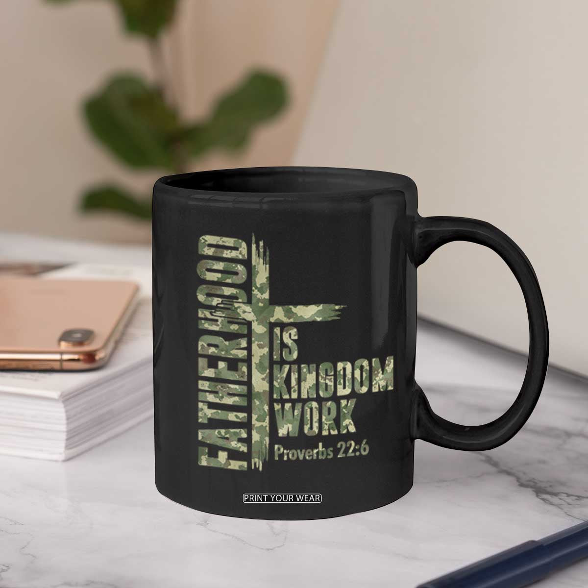Fatherhood Is Kingdom Work Coffee Mug Camo Christian Fathers Day Gift