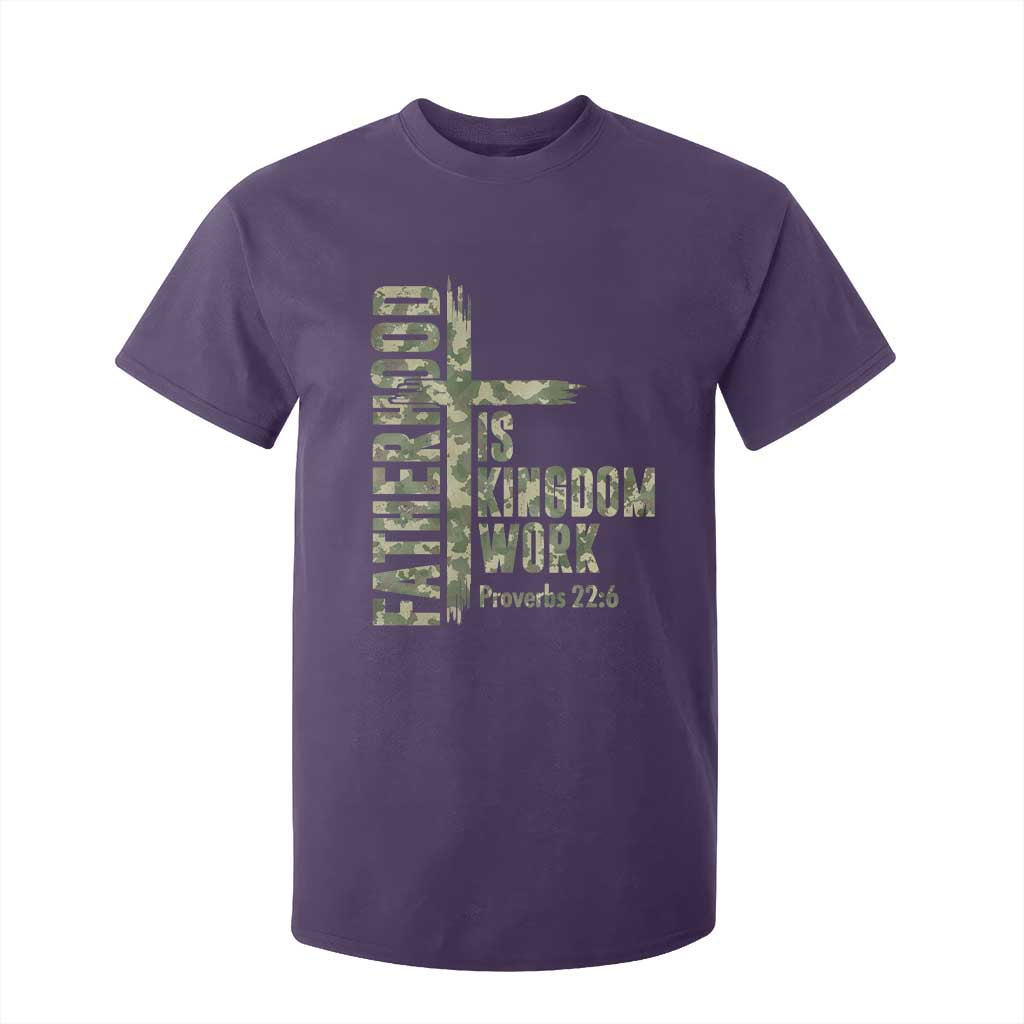 Fatherhood Is Kingdom Work T Shirt For Kid Camo Christian Fathers Day Gift