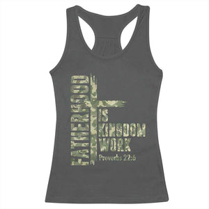 Fatherhood Is Kingdom Work Racerback Tank Top Camo Christian Fathers Day Gift