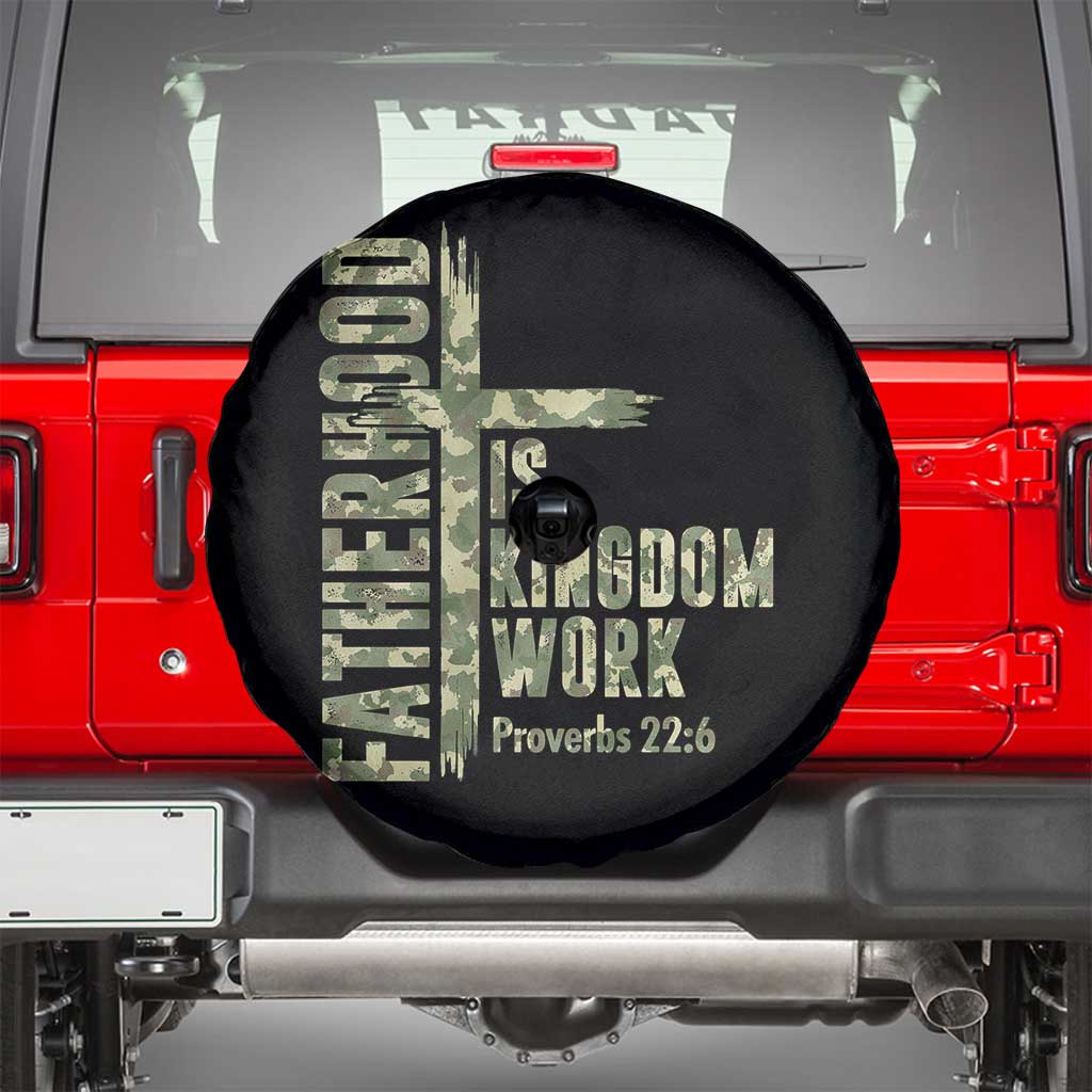 Fatherhood Is Kingdom Work Spare Tire Cover Camo Christian Fathers Day Gift