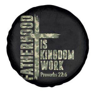 Fatherhood Is Kingdom Work Spare Tire Cover Camo Christian Fathers Day Gift
