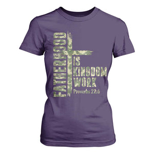 Fatherhood Is Kingdom Work T Shirt For Women Camo Christian Fathers Day Gift