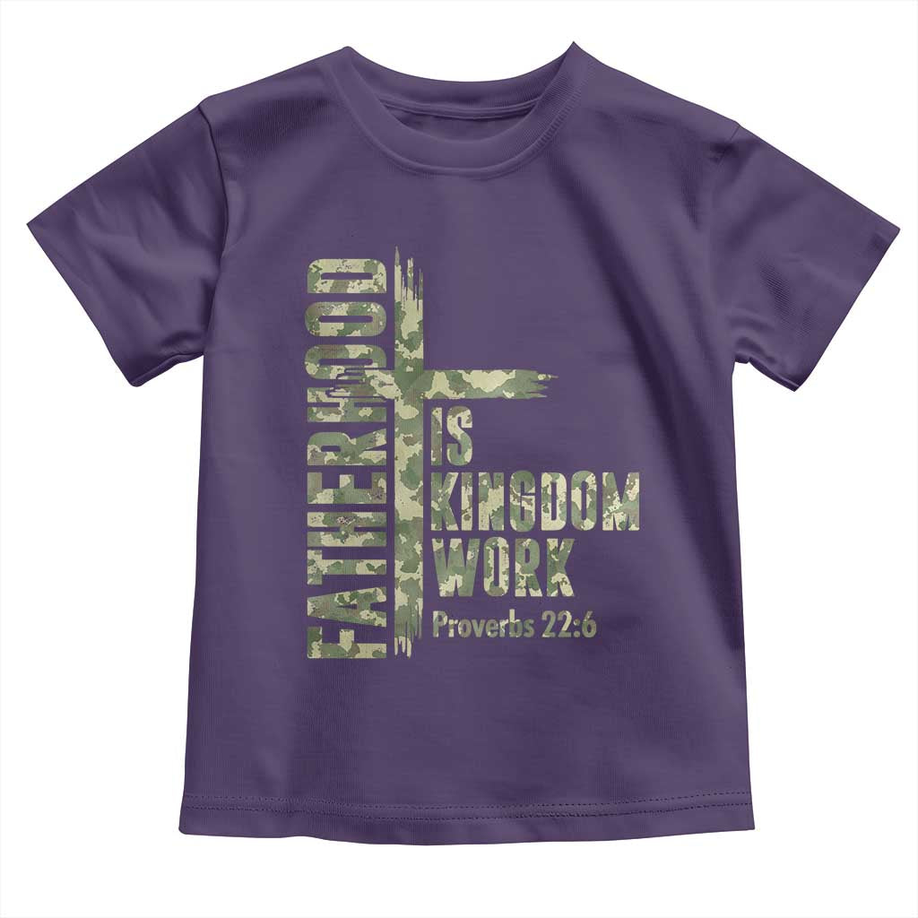 Fatherhood Is Kingdom Work Toddler T Shirt Camo Christian Fathers Day Gift