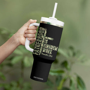 Fatherhood Is Kingdom Work Tumbler With Handle Camo Christian Fathers Day Gift
