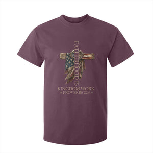 Fatherhood Is Kingdom Work T Shirt For Kid Vintage American Flag Christian Dad Gift