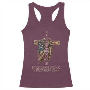 Fatherhood Is Kingdom Work Racerback Tank Top Vintage American Flag Christian Dad Gift