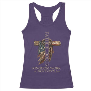 Fatherhood Is Kingdom Work Racerback Tank Top Vintage American Flag Christian Dad Gift