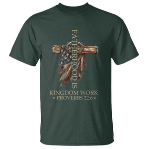 Fatherhood Is Kingdom Work T Shirt Vintage American Flag Christian Dad Gift